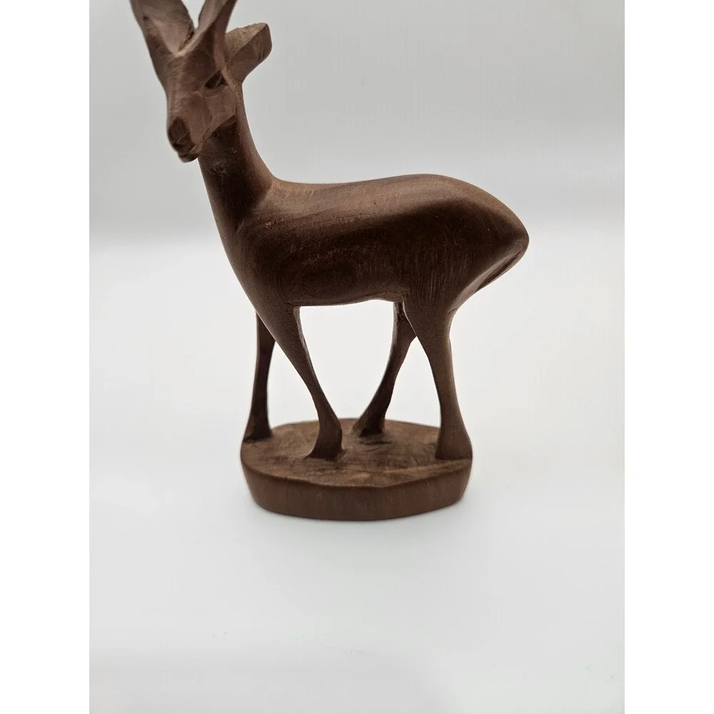 Vintage Handcarved Wooden Gazelle Figurine 6